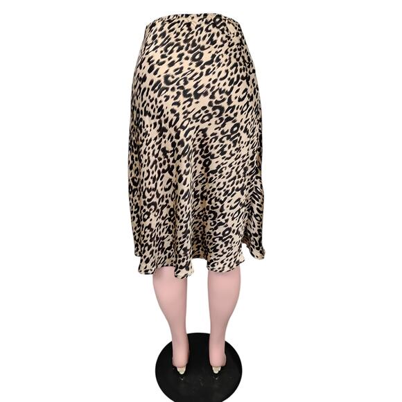 Sienna Sky Animal Print Silky Knee Length Skirt Size Medium Lined Elastic Waist - Picture 4 of 7
